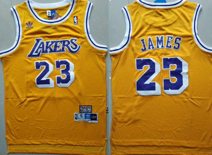 Men Los Angeles Lakers #23 James Yellow Adidas Game NBA Jerseys